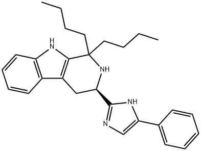 1H-Pyrido[3,4-b]indole, 1,1-dibutyl-2,3,4,9-tetrahydro-3-(5-phenyl-1H-imidazol-2-yl)-, (3R)- 化学構造式
