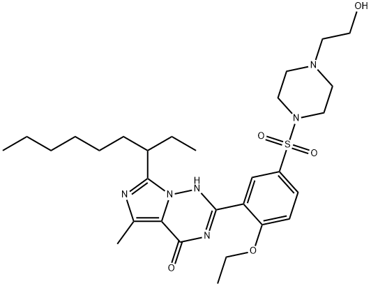 Imidazo[5,1-f][1,2,4]triazin-4(1H)-one, 2-[2-ethoxy-5-[[4-(2-hydroxyethyl)-1-piperazinyl]sulfonyl]phenyl]-7-(1-ethylheptyl)-5-methyl- Structure