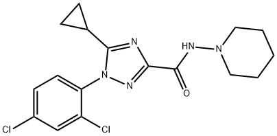 1H-1,2,4-Triazole-3-carboxamide, 5-cyclopropyl-1-(2,4-dichlorophenyl)-N-1-piperidinyl- 化学構造式