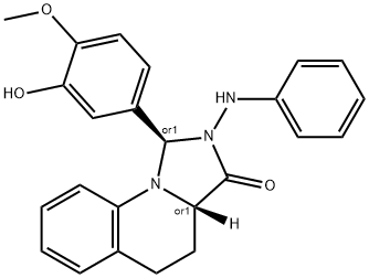 Imidazo[1,5-a]quinolin-3(3aH)-one, 1,2,4,5-tetrahydro-1-(3-hydroxy-4-methoxyphenyl)-2-(phenylamino)-, (1R,3aS)-rel- Structure