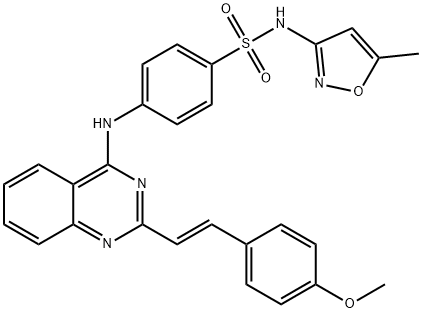 Benzenesulfonamide, 4-[[2-[(1E)-2-(4-methoxyphenyl)ethenyl]-4-quinazolinyl]amino]-N-(5-methyl-3-isoxazolyl)- 化学構造式