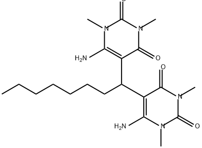 2,4(1H,3H)-Pyrimidinedione, 5,5'-octylidenebis[6-amino-1,3-dimethyl- 化学構造式