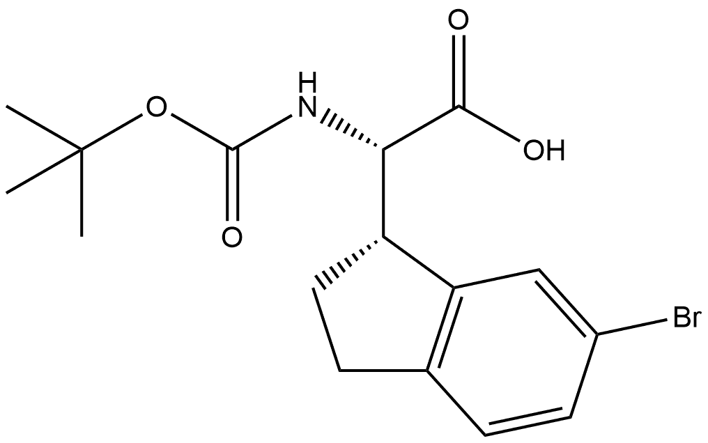 (S)-2-((S)-6-溴-2,3-二氢-1H-茚-1-基)-2-((叔丁氧基羰基)氨基)乙酸, 2548700-54-3, 结构式