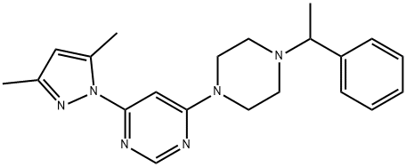 4-(3,5-Dimethyl-1H-pyrazol-1-yl)-6-[4-(1-phenylethyl)-1-piperazinyl]pyrimidine Structure