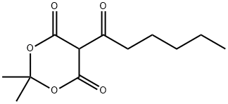 1,3-Dioxane-4,6-dione, 2,2-dimethyl-5-(1-oxohexyl)-,254907-27-2,结构式