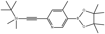 2-[2-[(1,1-Dimethylethyl)dimethylsilyl]ethynyl]-4-methyl-5-(4,4,5,5-tetramethyl-1,3,2-dioxaborolan-2-yl)pyridine Struktur