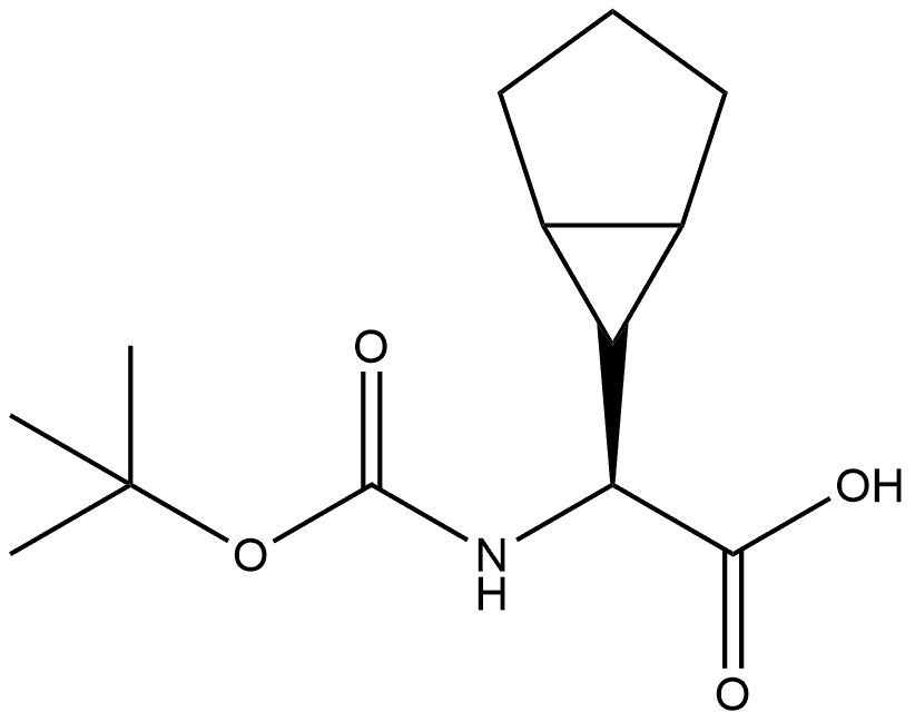 Bicyclo[3.1.0]hexane-6-acetic acid, α-[[(1,1-dimethylethoxy)carbonyl]amino]-, (αS)- 化学構造式