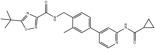 1,2,4-Oxadiazole-3-carboxamide, N-[[4-[2-[(cyclopropylcarbonyl)amino]-4-pyridinyl]-2-methylphenyl]methyl]-5-(1,1-dimethylethyl)-|5-(叔丁基)-N-(4-(2-(环丙烷甲酰胺)吡啶-4-基)-2-甲基苄基)-1,2,4-恶二唑-3-甲酰胺