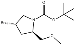 1-Pyrrolidinecarboxylic acid, 4-bromo-2-(methoxymethyl)-, 1,1-dimethylethyl ester, (2R,4S)-|(2R,4S)-1-BOC-4-溴-2-(甲氧基甲基)吡咯烷