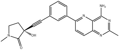 (3R)-3-[2-[3-(4-Amino-2-methylpyrido[3,2-d]pyrimidin-6-yl)phenyl]ethynyl]-3-hydroxy-1-methyl-2-pyrrolidinone Struktur