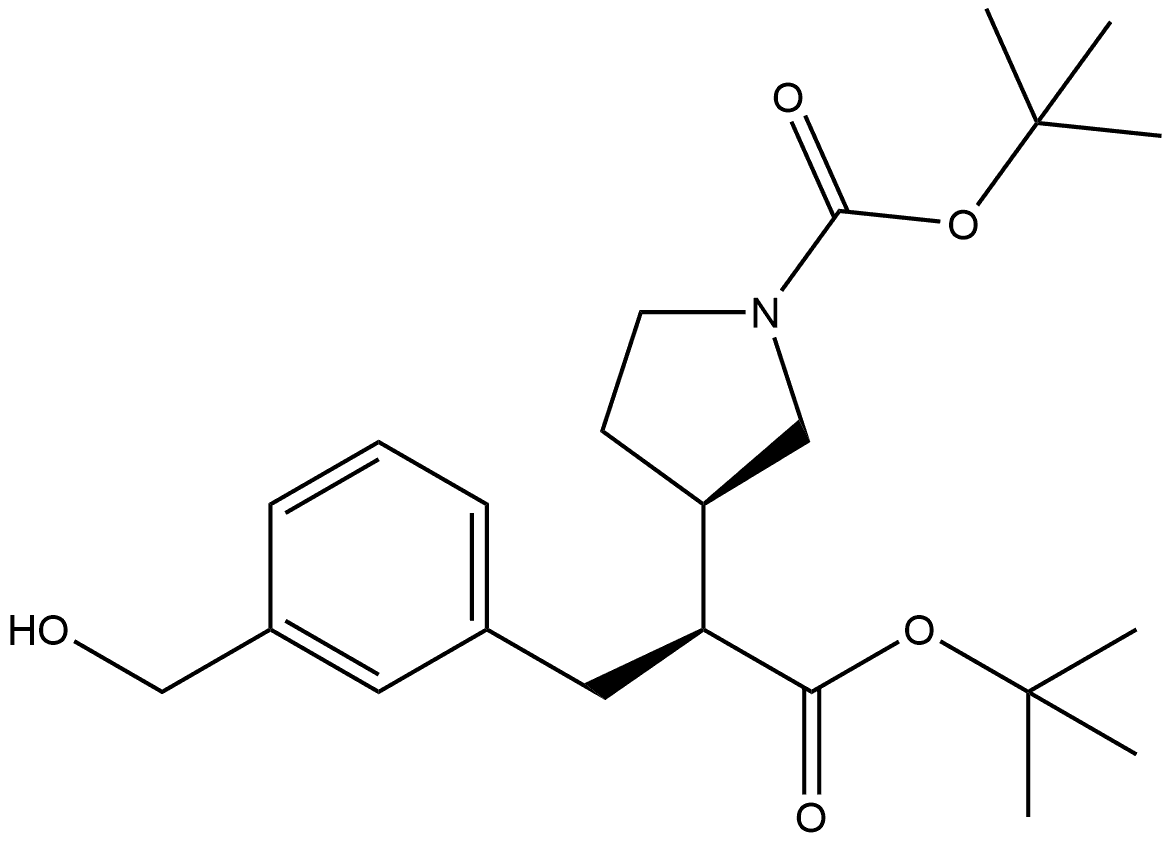 1,1-Dimethylethyl (αS,3R)-1-[(1,1-dimethylethoxy)carbonyl]-α-[[3-(hydroxymethyl)phenyl]methyl]-3-pyrrolidineacetate,2565657-81-8,结构式