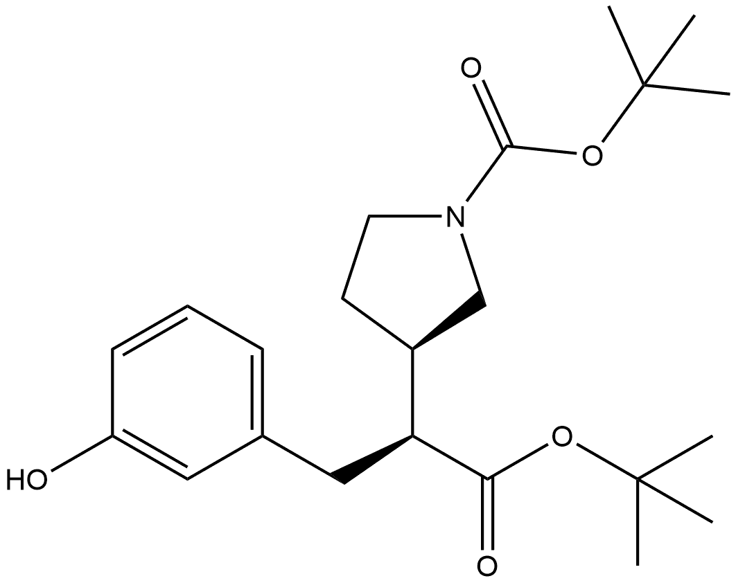 1,1-Dimethylethyl (αS,3R)-1-[(1,1-dimethylethoxy)carbonyl]-α-[(3-hydroxyphenyl)methyl]-3-pyrrolidineacetate Structure