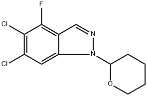 5,6-dichloro-4-fluoro-1 -(tetrahydro-2H-pyran-2-yl)-1H-indazole Structure