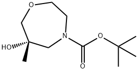 1,4-Oxazepine-4(5H)-carboxylic acid, tetrahydro-6-hydroxy-6-methyl-, 1,1-dimethylethyl ester, (6S)- Struktur