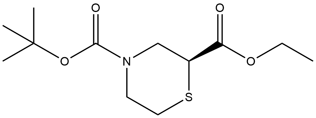 4-(tert-butyl) 2-ethyl (S)-thiomorpholine-2,4-dicarboxylate Struktur