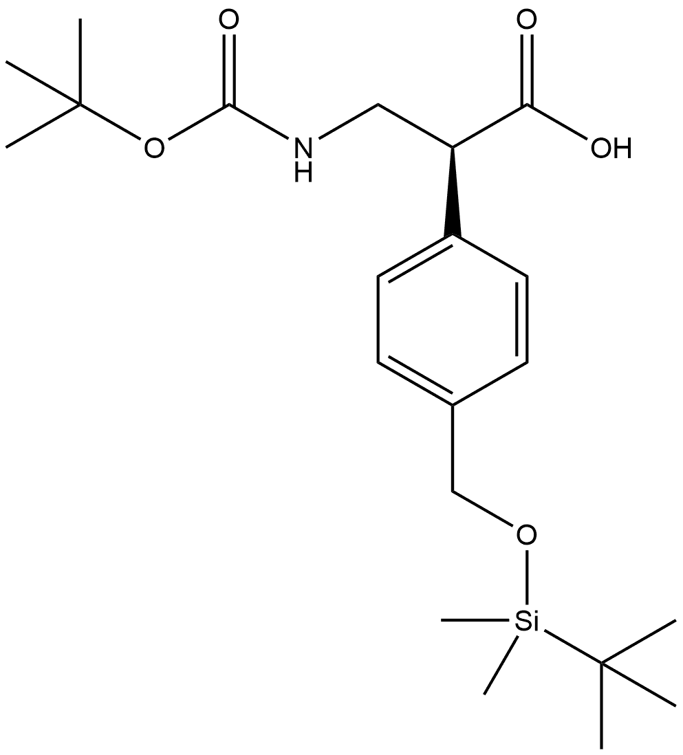 (S)-3-((叔丁氧基羰基)氨基)-2-(4-(((叔丁基二甲基甲硅烷基)氧基)甲基)苯基)丙酸,2566703-27-1,结构式