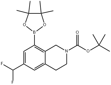 2(1H)-Isoquinolinecarboxylic acid, 6-(difluoromethyl)-3,4-dihydro-8-(4,4,5,5-tetramethyl-1,3,2-dioxaborolan-2-yl)-, 1,1-dimethylethyl ester Struktur