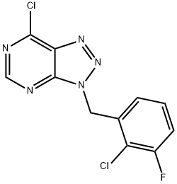 7-chloro-3-[(2-chloro-3-fluorophenyl)methyl]-3H-[1 ,2,3]triazolo[4,5-d]pyrimidine Struktur