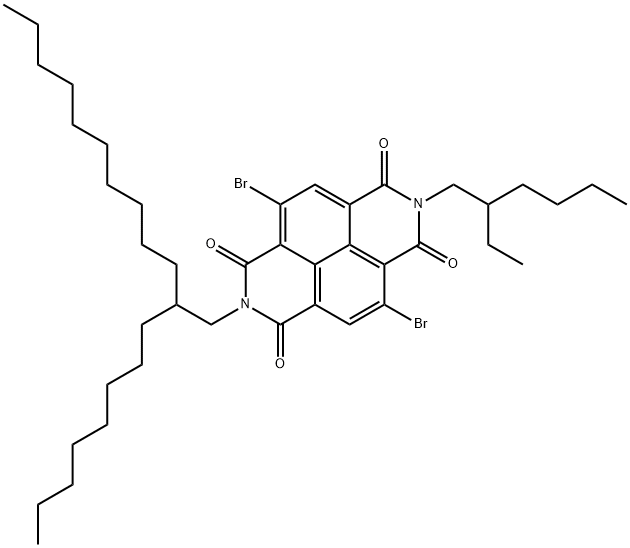 BENZO[LMN][3,8]PHENANTHROLINE-1,3,6,8(2H,7H)-TETRONE, 4,9-DIBROMO-2-(2-ETHYLHEXYL)-7-(2-OCTYLDODECYL)-,2567647-53-2,结构式