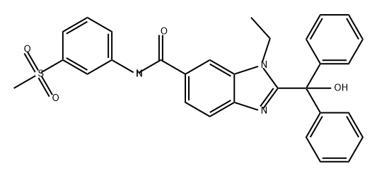 1H-Benzimidazole-6-carboxamide, 1-ethyl-2-(hydroxydiphenylmethyl)-N-[3-(methylsulfonyl)phenyl]-,2567984-34-1,结构式