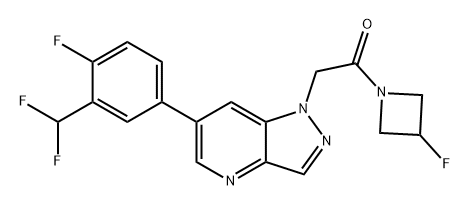 Ethanone, 2-[6-[3-(difluoromethyl)-4-fluorophenyl]-1H-pyrazolo[4,3-b]pyridin-1-yl]-1-(3-fluoro-1-azetidinyl)- Structure