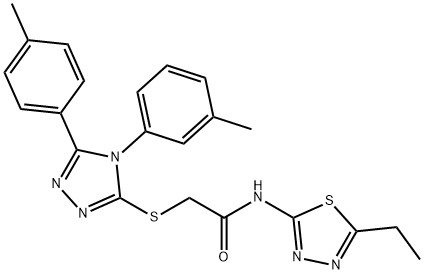 Acetamide, N-(5-ethyl-1,3,4-thiadiazol-2-yl)-2-[[4-(3-methylphenyl)-5-(4-methylphenyl)-4H-1,2,4-triazol-3-yl]thio]- Struktur