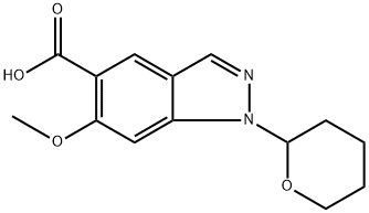 1H-Indazole-5-carboxylic acid, 6-methoxy-1-(tetrahydro-2H-pyran-2-yl)- 化学構造式