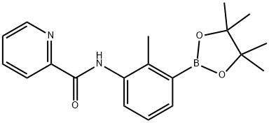 2-Pyridinecarboxamide, N-[2-methyl-3-(4,4,5,5-tetramethyl-1,3,2-dioxaborolan-2-yl)phenyl]- 化学構造式