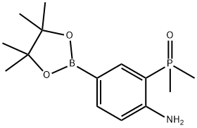 Benzenamine, 2-(dimethylphosphinyl)-4-(4,4,5,5-tetramethyl-1,3,2-dioxaborolan-2-yl)- Structure