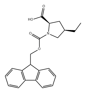 1,2-Pyrrolidinedicarboxylic acid, 4-ethyl-, 1-(9H-fluoren-9-ylmethyl) ester, (2R,4R)- 结构式