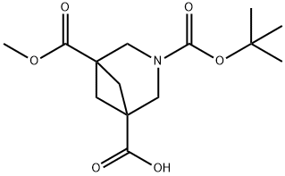 3-Azabicyclo[3.1.1]heptane-1,3,5-tricarboxylic acid, 3-(1,1-dimethylethyl) 1-methyl ester Struktur