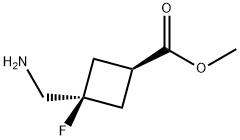 Cyclobutanecarboxylic acid, 3-(aminomethyl)-3-fluoro-, methyl ester, trans- 化学構造式