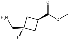 Cyclobutanecarboxylic acid, 3-(aminomethyl)-3-fluoro-, methyl ester, cis- 化学構造式