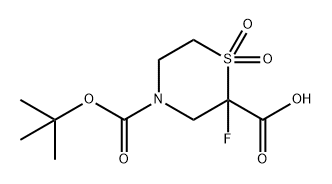 2,4-Thiomorpholinedicarboxylic acid, 2-fluoro-, 4-(1,1-dimethylethyl) ester, 1,1-dioxide Struktur