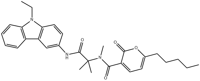 2H-Pyran-3-carboxamide,N-[2-[(9-ethyl-9H-carbazol-3-yl)amino]-1,1-dimethyl-2-oxoethyl]-N-methyl-2-oxo-6-pentyl-(9CI) 结构式