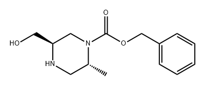 1-Piperazinecarboxylic acid, 5-(hydroxymethyl)-2-methyl-, phenylmethyl ester, (2R,5R)- 化学構造式
