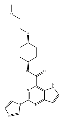 5H-Pyrrolo[3,2-d]pyrimidine-4-carboxamide, 2-(1H-imidazol-1-yl)-N-[cis-4-(2-methoxyethoxy)cyclohexyl]- Struktur