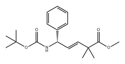 3-Pentenoic acid, 5-[[(1,1-dimethylethoxy)carbonyl]amino]-2,2-dimethyl-5-phenyl-, methyl ester, (3E,5S)- Struktur