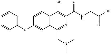 Glycine, N-[[1-[(dimethylamino)methyl]-4-hydroxy-7-phenoxy-3-isoquinolinyl]carbonyl]- 化学構造式