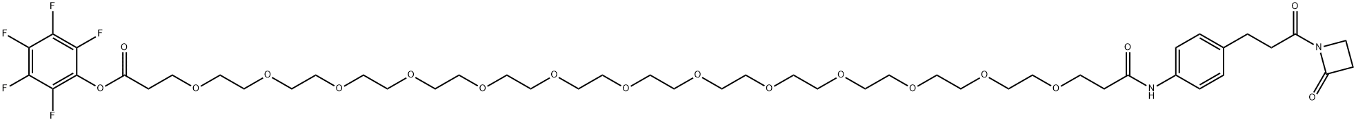 2,3,4,5,6-Pentafluorophenyl 43-oxo-43-[[4-[3-oxo-3-(2-oxo-1-azetidinyl)propyl]phenyl]amino]-4,7,10,13,16,19,22,25,28,31,34,37,40-tridecaoxatritetracontanoate 结构式