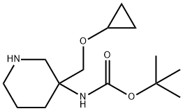 Carbamic acid, N-[3-[(cyclopropyloxy)methyl]-3-piperidinyl]-, 1,1-dimethylethyl ester|CARBAMIC ACID, N-[3-[(CYCLOPROPYLOXY)METHYL]-3-PIPERIDINYL]-, 1,1-DIMETHYLETHYL ESTER