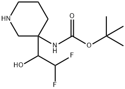 Carbamic acid, N-[3-(2,2-difluoro-1-hydroxyethyl)-3-piperidinyl]-, 1,1-dimethylethyl ester Struktur