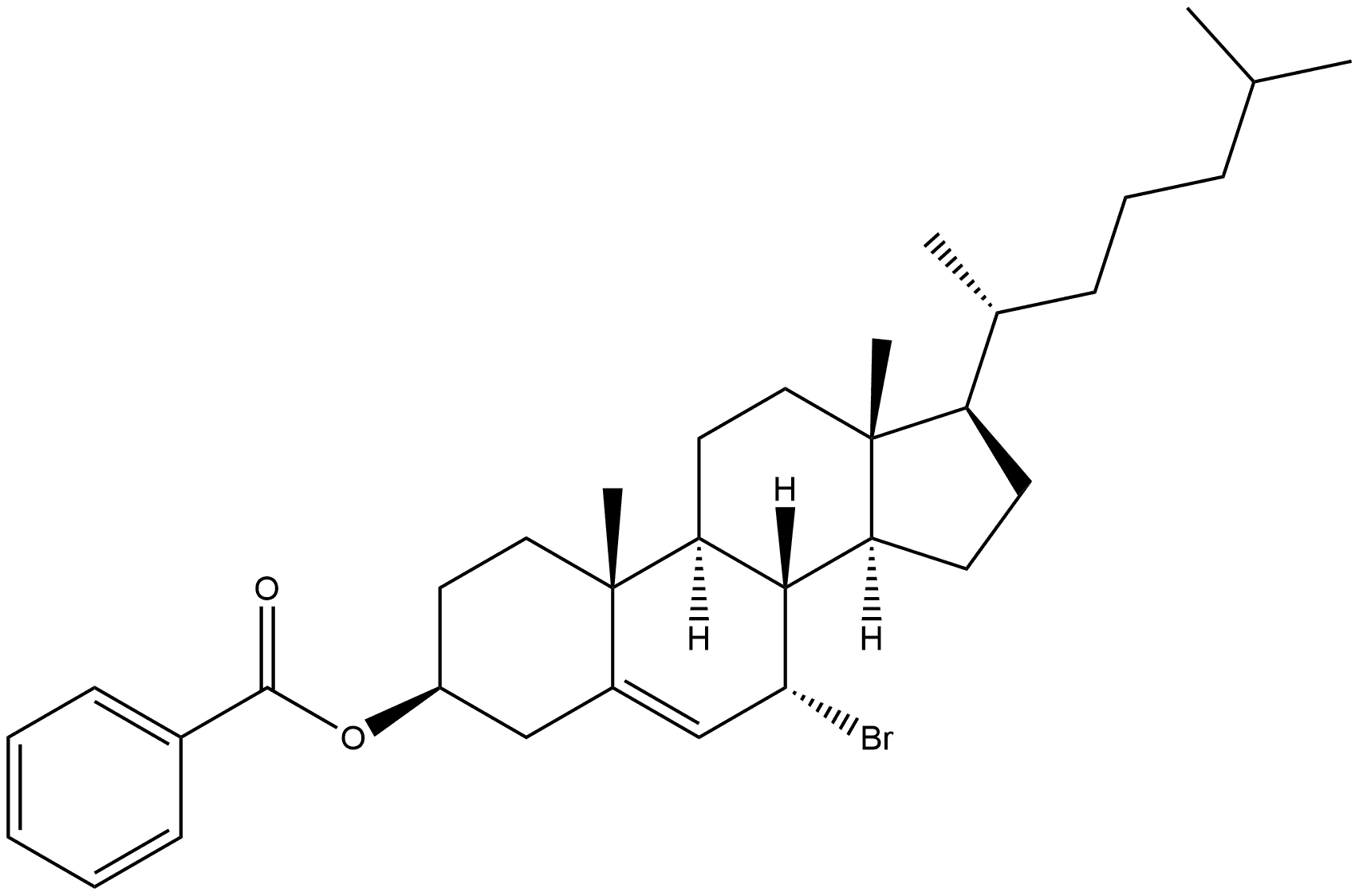 Cholest-5-en-3-ol, 7-bromo-, 3-benzoate, (3β,7α)- Struktur