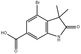 4-bromo-3,3-dimethyl-2-oxo-indoline-6-carboxylic acid Struktur