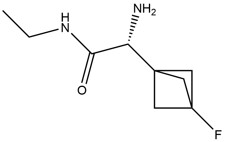 (R)-2-Amino-N-ethyl-2-(3-fluorobicyclo[1.1.1]pentan-1-yl)acetamide 化学構造式