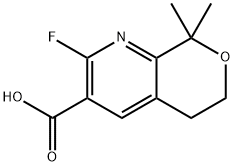 2-Fluoro-5,8-dihydro-8,8-dimethyl-6H-pyrano[3,4-b]pyridine-3-carboxylic acid 结构式