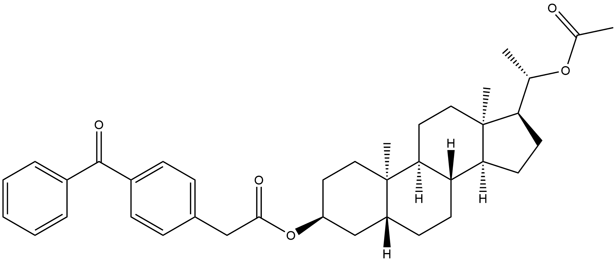 Pregnane-3,20-diol, 20-acetate 3-(4-benzoylbenzeneacetate), (3β,5β,10α,13α,20S)- Struktur
