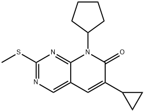 Pyrido[2,3-d]pyrimidin-7(8H)-one, 8-cyclopentyl-6-cyclopropyl-2-(methylthio)- 化学構造式