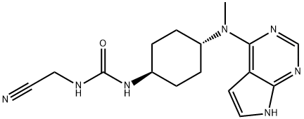 Urea, N-(cyanomethyl)-N'-[trans-4-(methyl-7H-pyrrolo[2,3-d]pyrimidin-4-ylamino)cyclohexyl]- 结构式