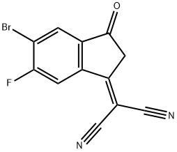 1,2-(5-溴-6-氟-3-氧代-2,3-二氢-1H-茚-1-亚基)丙二腈, 2612386-75-9, 结构式